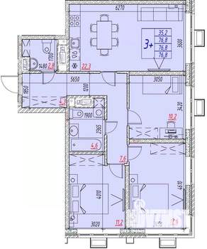 4-к квартира, вторичка, 77м2, 7/25 этаж