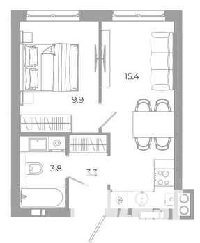 1-к квартира, вторичка, 32м2, 20/25 этаж