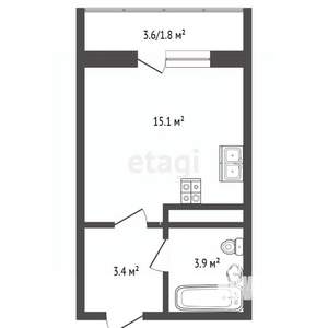 1-к квартира, вторичка, 26м2, 12/25 этаж