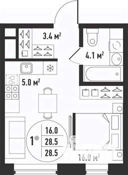 1-к квартира, вторичка, 29м2, 20/24 этаж