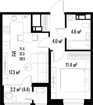 1-к квартира, вторичка, 40м2, 8/18 этаж