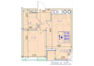 1-к квартира, вторичка, 39м2, 8/18 этаж