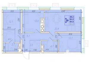 3-к квартира, вторичка, 85м2, 3/18 этаж