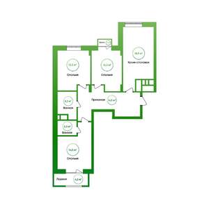 3-к квартира, вторичка, 86м2, 13/16 этаж