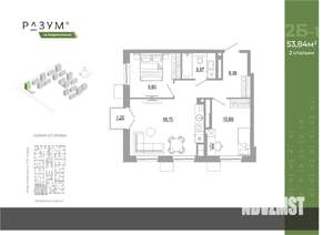 2-к квартира, вторичка, 54м2, 11/18 этаж