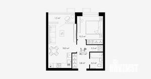 1-к квартира, вторичка, 40м2, 14/24 этаж