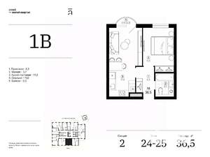 1-к квартира, вторичка, 36м2, 25/25 этаж