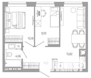 2-к квартира, вторичка, 45м2, 12/18 этаж