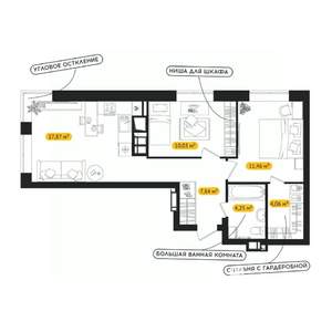 2-к квартира, вторичка, 56м2, 3/24 этаж