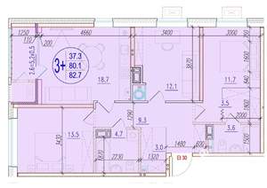 3-к квартира, вторичка, 83м2, 9/18 этаж