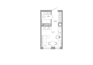 Студия квартира, вторичка, 23м2, 15/18 этаж