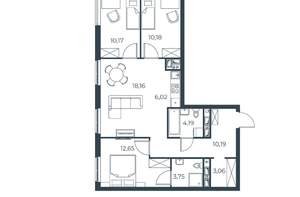 3-к квартира, вторичка, 78м2, 23/30 этаж