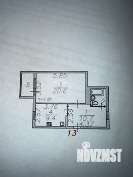1-к квартира, вторичка, 44м2, 4/9 этаж