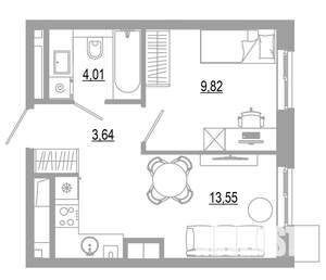 1-к квартира, вторичка, 31м2, 6/18 этаж