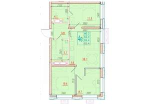 4-к квартира, вторичка, 62м2, 24/24 этаж