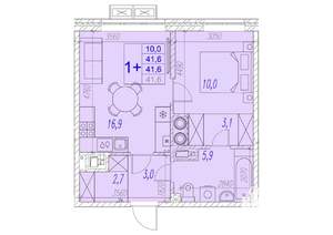 1-к квартира, вторичка, 42м2, 5/17 этаж
