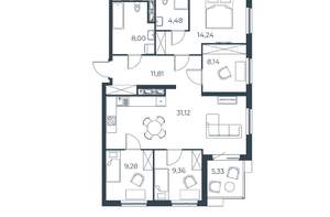 3-к квартира, вторичка, 102м2, 29/30 этаж