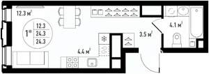 1-к квартира, вторичка, 24м2, 12/24 этаж