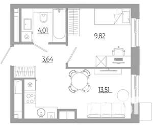 1-к квартира, вторичка, 31м2, 4/18 этаж