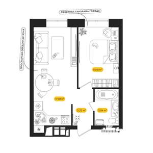 1-к квартира, вторичка, 36м2, 2/24 этаж