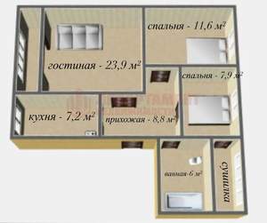 3-к квартира, вторичка, 66м2, 9/9 этаж