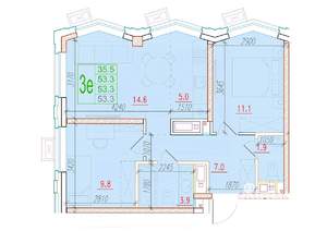 3-к квартира, вторичка, 53м2, 9/24 этаж