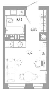 Студия квартира, вторичка, 23м2, 8/18 этаж