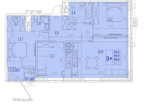 3-к квартира, вторичка, 87м2, 13/17 этаж