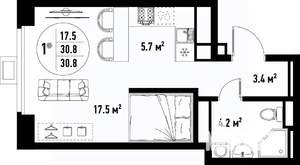 1-к квартира, вторичка, 31м2, 9/25 этаж