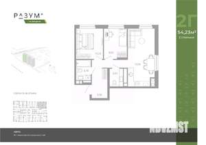 2-к квартира, вторичка, 54м2, 18/26 этаж