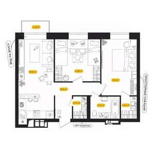 2-к квартира, вторичка, 61м2, 6/24 этаж