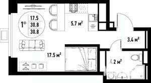1-к квартира, вторичка, 31м2, 15/25 этаж