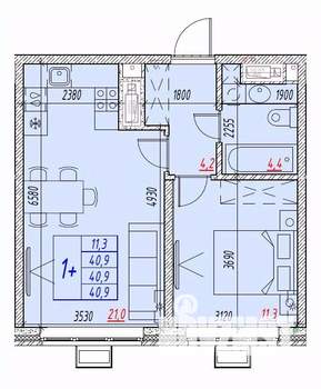 2-к квартира, вторичка, 41м2, 22/25 этаж