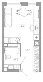 Студия квартира, вторичка, 23м2, 12/26 этаж