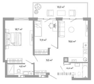 2-к квартира, вторичка, 81м2, 1/25 этаж