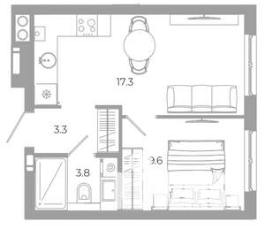 1-к квартира, вторичка, 34м2, 9/25 этаж