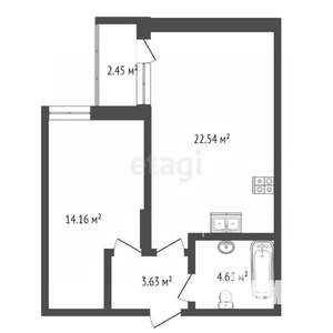 1-к квартира, вторичка, 47м2, 13/17 этаж