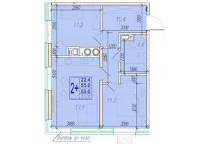 2-к квартира, вторичка, 55м2, 7/18 этаж