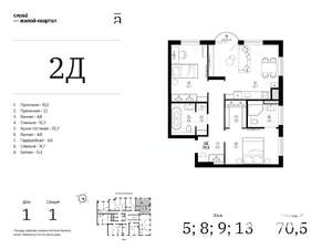 2-к квартира, вторичка, 70м2, 5/25 этаж