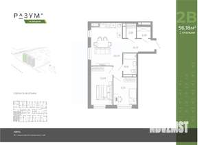 2-к квартира, вторичка, 56м2, 20/26 этаж