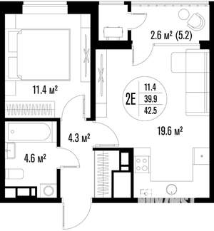 1-к квартира, вторичка, 43м2, 14/18 этаж