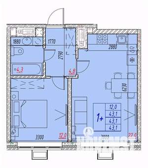 2-к квартира, вторичка, 43м2, 22/25 этаж
