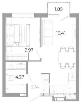 1-к квартира, вторичка, 36м2, 17/25 этаж