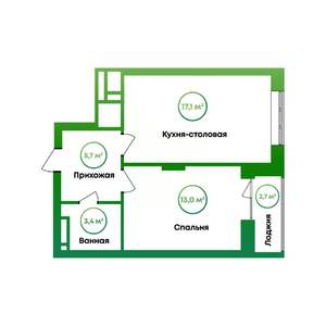 1-к квартира, вторичка, 41м2, 15/16 этаж