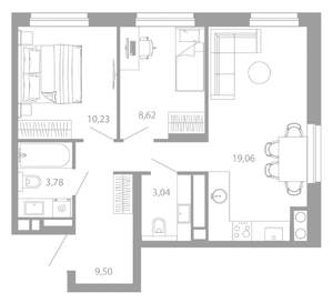 2-к квартира, вторичка, 54м2, 23/26 этаж