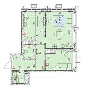 3-к квартира, вторичка, 63м2, 19/25 этаж
