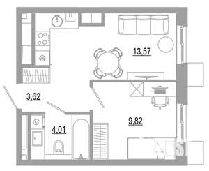 1-к квартира, вторичка, 31м2, 2/18 этаж