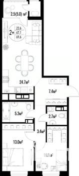 2-к квартира, вторичка, 70м2, 15/20 этаж