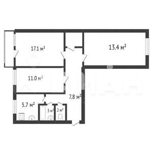 3-к квартира, вторичка, 60м2, 4/5 этаж