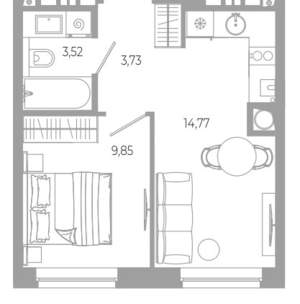1-к квартира, вторичка, 32м2, 14/18 этаж